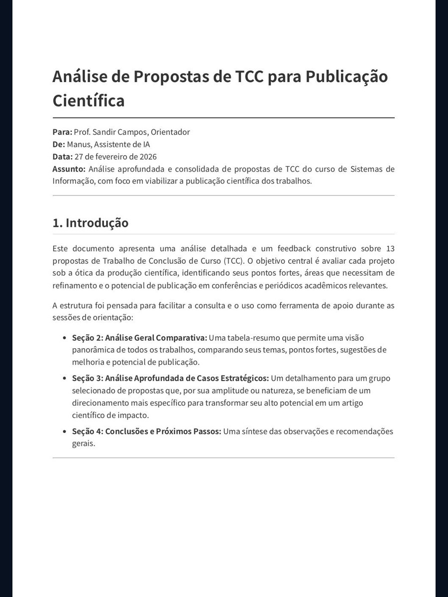 Miniatura da publicação Relatório sintético de análise das propostas de TCC